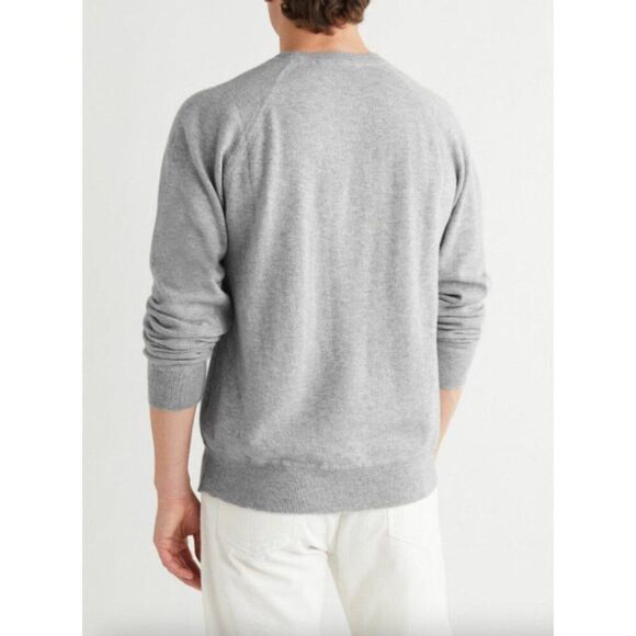 Officine Generale Paris light grey 100% merino wool Slater crewneck sweater - Picture 2 of 7